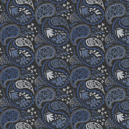 Matisse Paisley Grande Fabric Design (Blue and Gray colorway)