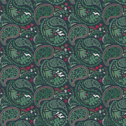 Matisse Paisley Grande Fabric Design (Holiday Green colorway)