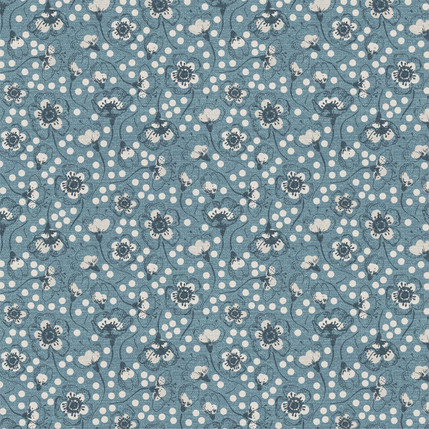 Sakura Blossoms Fabric Design (Blue colorway)