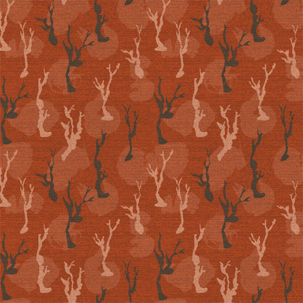 Lonely Trees Fabric Design (Burnt Red colorway)