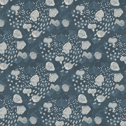 Gingko Leaves Fabric Design (Slate colorway)