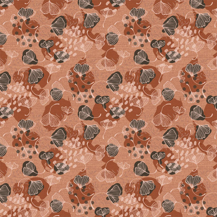 Ginkgo Leaves Fabric Design (Terracotta colorway)