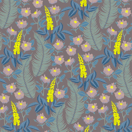 Oregon Mahonia Floral Fabric Design (Dawn colorway)