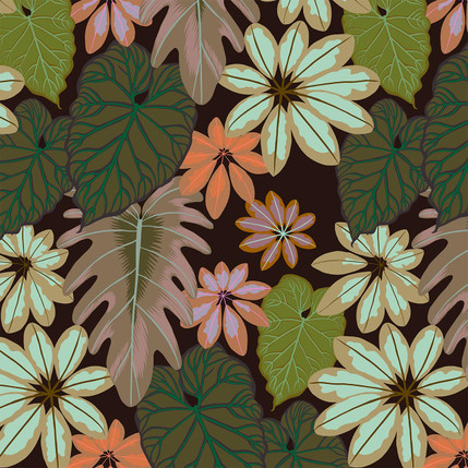 Schefflera Floral Fabric Design (Confection colorway)