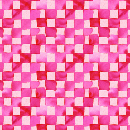 Watercolor Check Fabric Design (Pink and Red colorway)