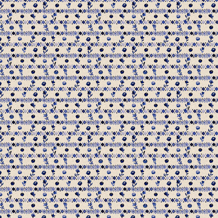 Cottage Blues Fabric Design (Vintage Cream & Blue colorway)