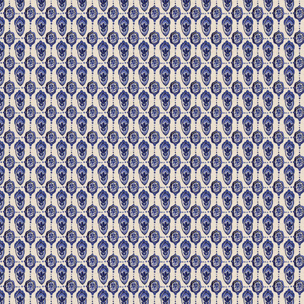 Berry Medallions Fabric Design (Vintage Cream & Blue colorway)