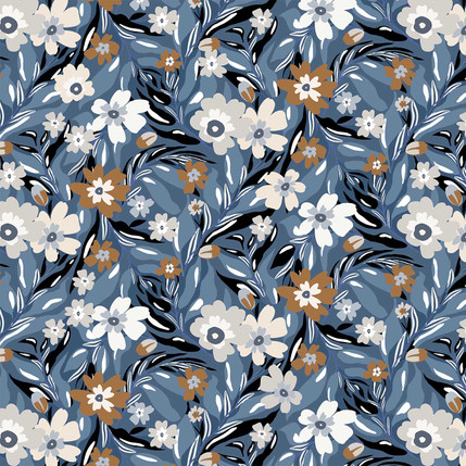 Trendy Floral Fabric Design (Blue colorway)