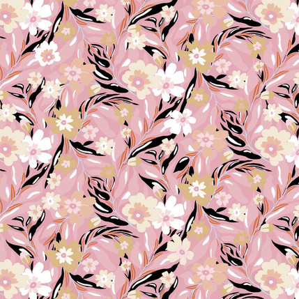 Trendy Floral Fabric Design (Pink colorway)