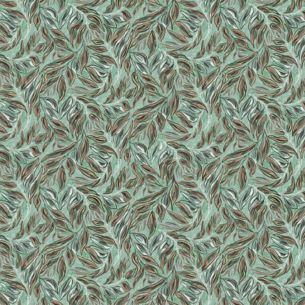 Happy Leaves Fabric Design (Green colorway)