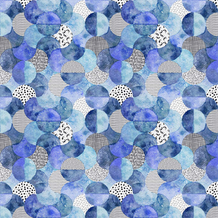 Artistic Circles Fabric Design (Blue colorway)