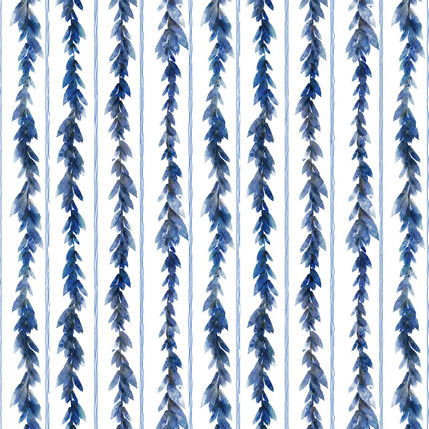 Artistic Leaves Fabric Design (Blue colorway)