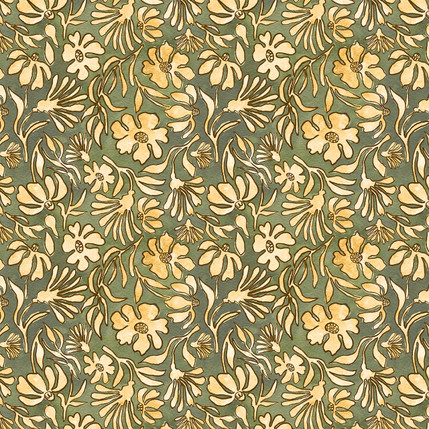 Artistic Lines Fabric Design (Green and GOld colorway)