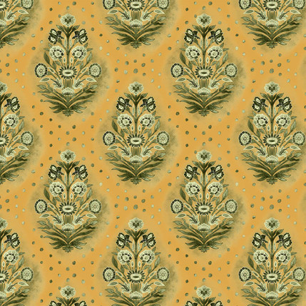 Artistic Tradition Fabric Design (Gold and Green colorway)