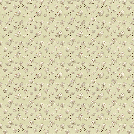 Retro Flowers Floral Fabric Design (Sage colorway)