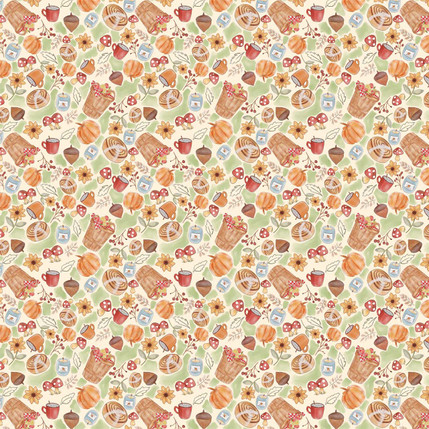 Fall Vibes Holiday Fabric Design (Sage colorway)