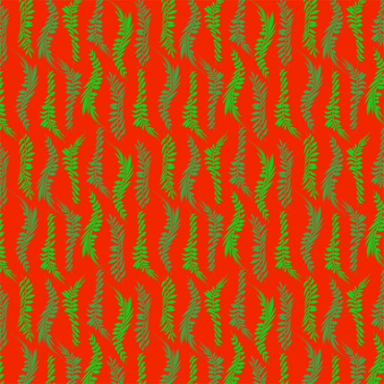 Ferns Fabric Design (Green Orange colorway)