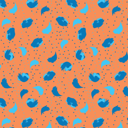 Poppies Fabric Design (Blue Orange colorway)