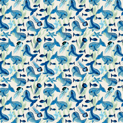 Marine Life Fabric Design (Nautical colorway)