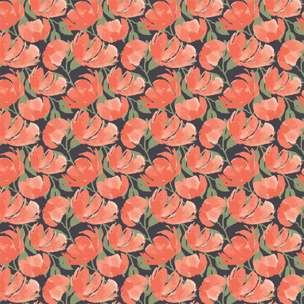 Poppies of Perseverence Fabric Design (Vibrant colorway)