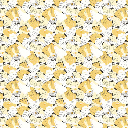 Poppy Petals Fabric Design (Black colorway)