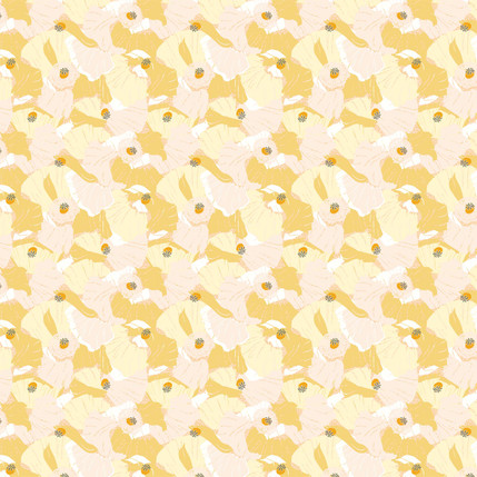 Poppy Petals Fabric Design (Yellow Pink colorway)