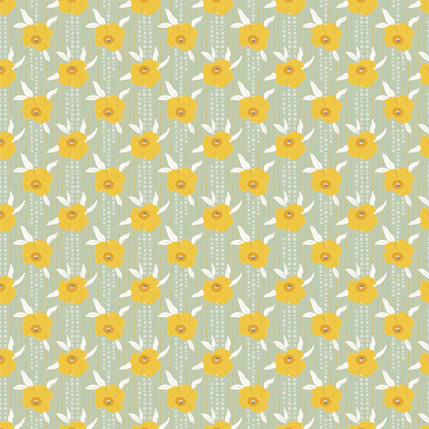 Poppy Lines Grande Fabric Design (Mint colorway)