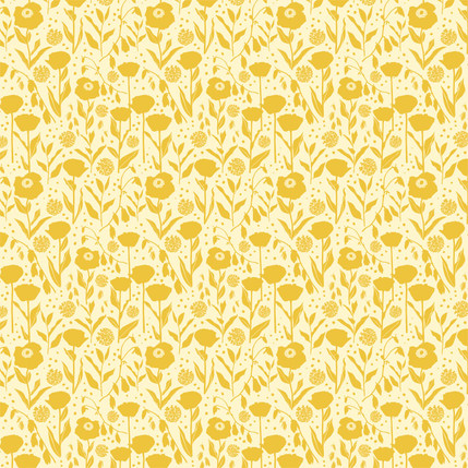 Flower Silhouette Fabric Design (Butter colorway)