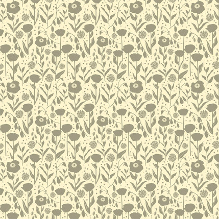 Flower Silhouette Fabric Design (Cream colorway)