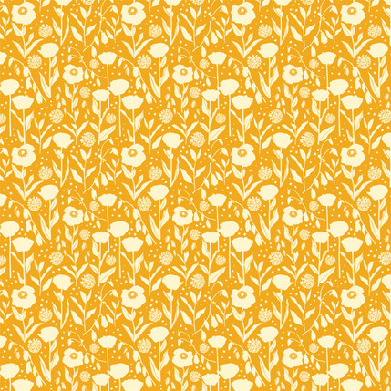 Flower Silhouette Fabric Design (Orange colorway)