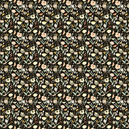 Butterfly Garden Mini Fabric Design (Black colorway)