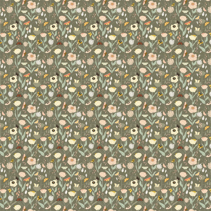 Butterfly Garden Mini Fabric Design (Olive colorway)