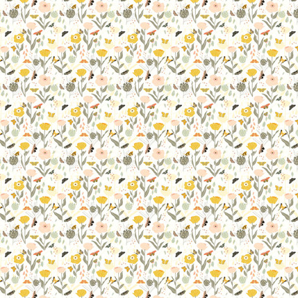 Butterfly Garden Mini Fabric Design (White colorway)