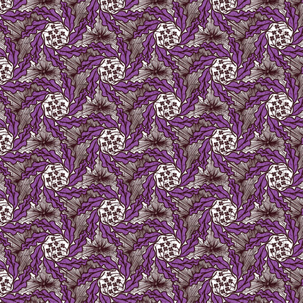 Wild Foliage Fabric Design (Purple & White colorway)