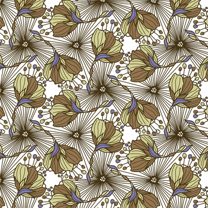 Purple Puff Fabric Design (Brown & White colorway)