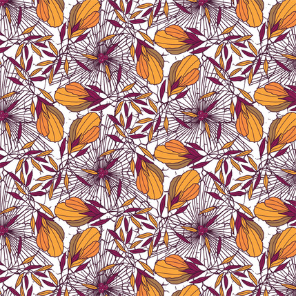 Shrub Fabric Design (Orange & White colorway)