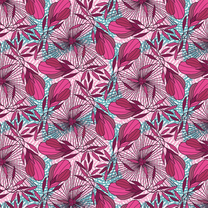 Shrub Fabric Design (Pink Blue colorway)