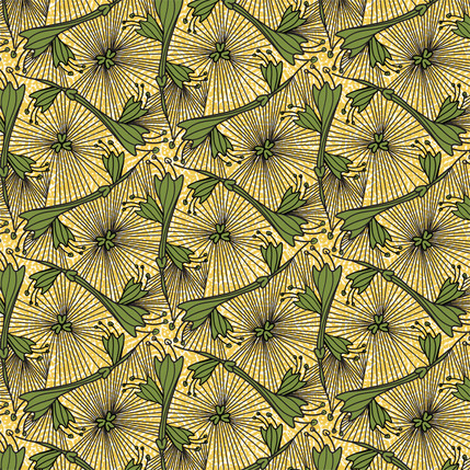 Shrub Fabric Design (Green & Mustard colorway)