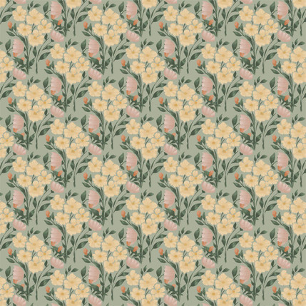 Flourishing Flora Fabric Design (Golden Grove colorway)