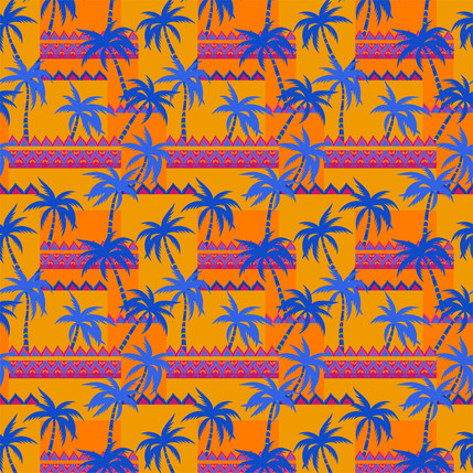 Oasis Tropical Fabric Design (Blue Yellow colorway)