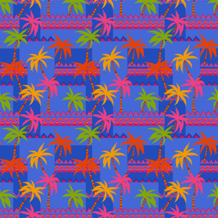 Oasis Tropical Fabric Design (Multi Blue colorway)