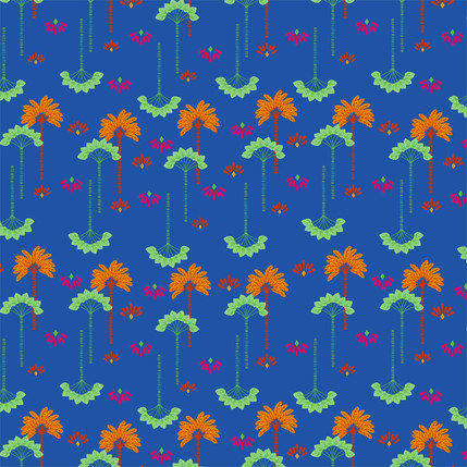 Casablanca Tropical Fabric Design (Dark Blue colorway)