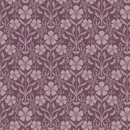 Awakening Flowers Damask Fabric Design (Violet colorway)