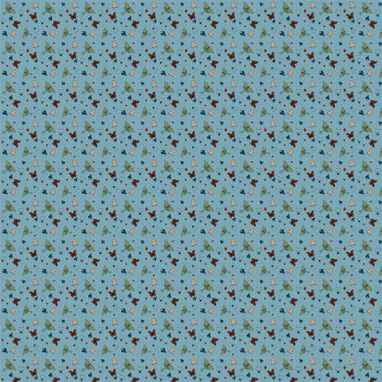 Moths in Flight Fabric Design (Blue Multi colorway)