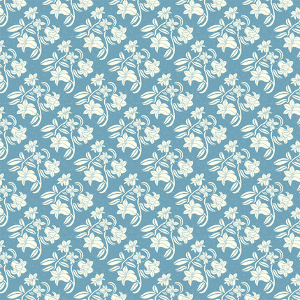 Lily Damask Fabric Design (Off White on Teal colorway)