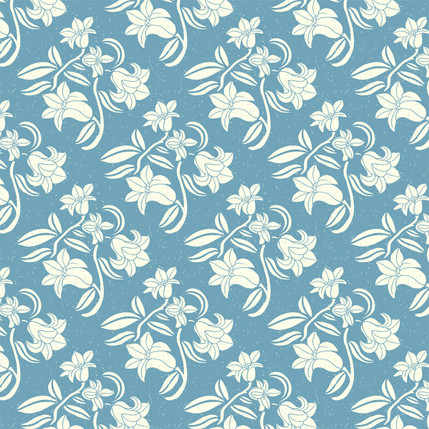 Lily Damask Grande Fabric Design (Off White on Teal colorway)