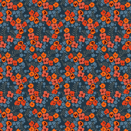 Victoria Garden Fabric in Blue colorway by AjoyeDesigns