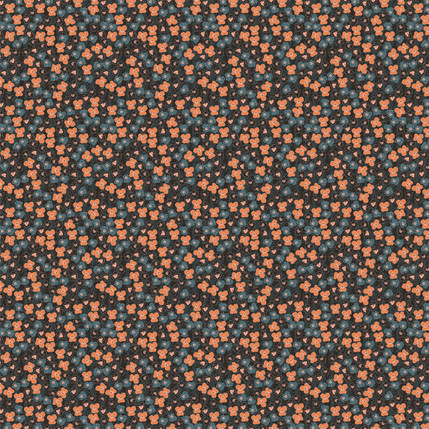 Floral Polka Dots Fabric in Black colorway by AjoyeDesigns