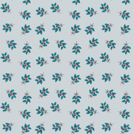 Holly Holiday Fabric Design in Cranberry Frost colorway