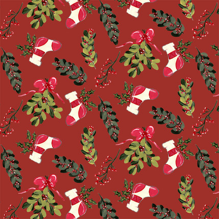 Mistletoe & Stockings - Christmas Red Grande
